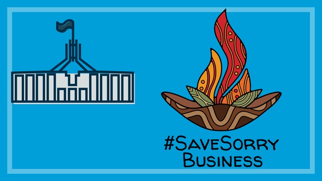 illustration_of_parliament_house_and_save_sorry_business_logo